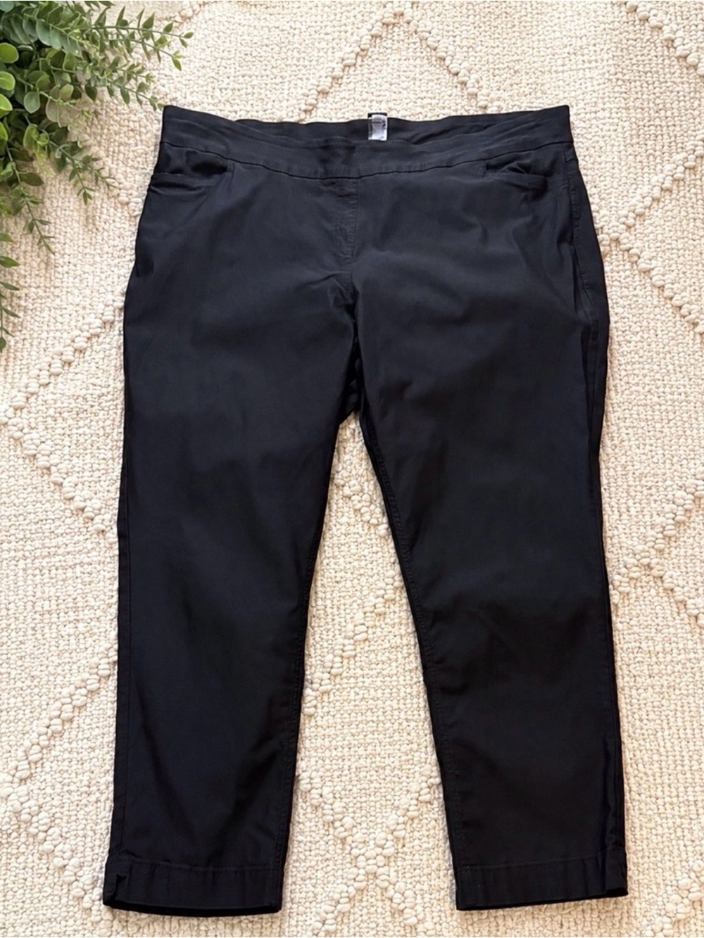 SlimSation by Multiples Black Pull On Ponte Crop Straight Leg Pants Women’s 22W